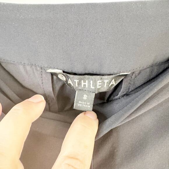 Athleta Luxe Gramercy Track Trouser Black Snap Button Legs White Stripe Size 8 - Picture 5 of 13